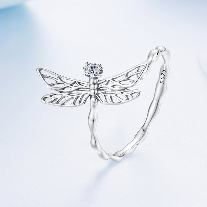 Inel argint reglabil libelula cu Zirconia [3]