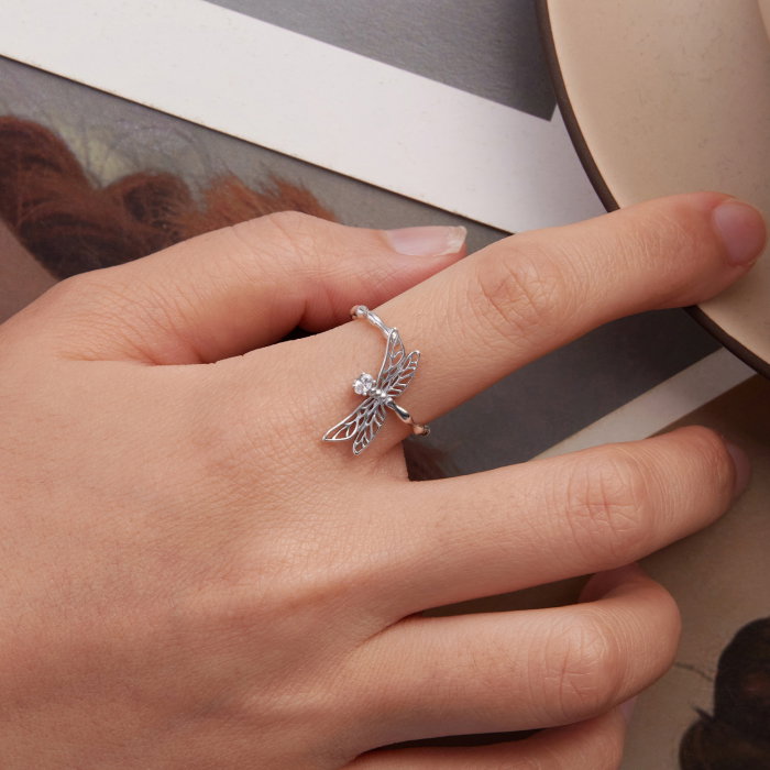 Inel argint reglabil libelula cu Zirconia [8]