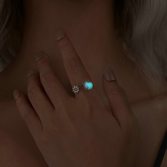 Inel argint reglabil licurici luminos [9]