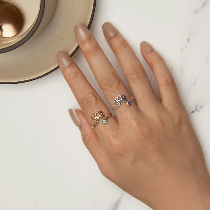 Inel argint reglabil lotus [10]