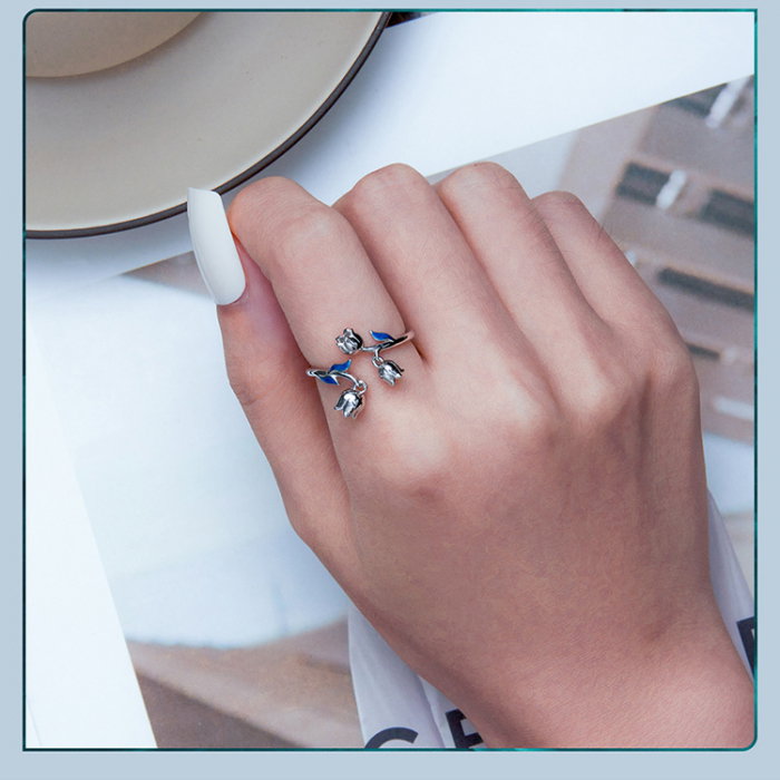 Inel argint reglabil cu flori de margaritar [8]