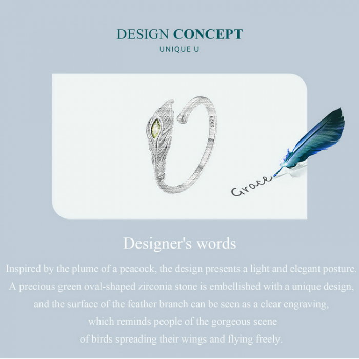 Inel argint reglabil pana de paun [9]