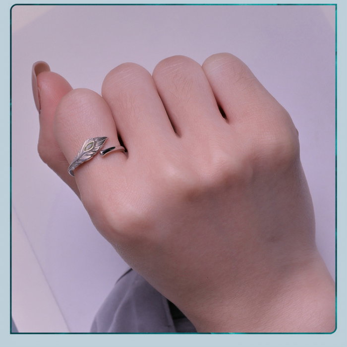 Inel argint reglabil pana de paun [13]