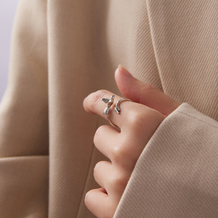 Inel argint reglabil pasare [10]