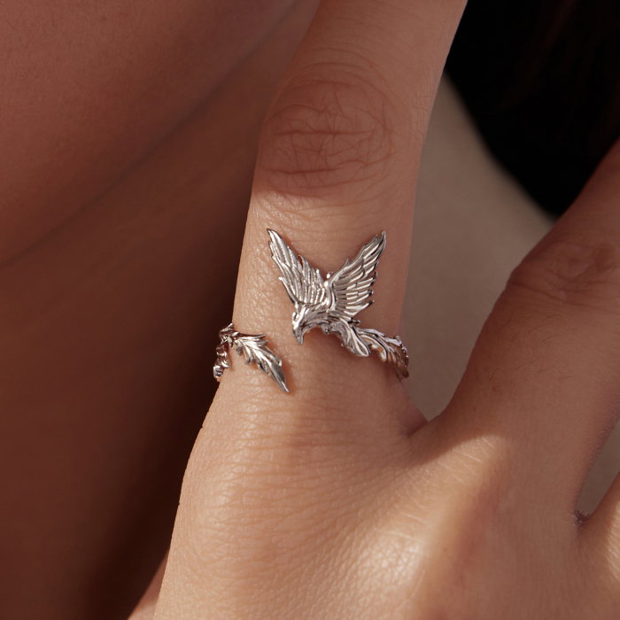 Inel argint reglabil pasarea phoenix [2]