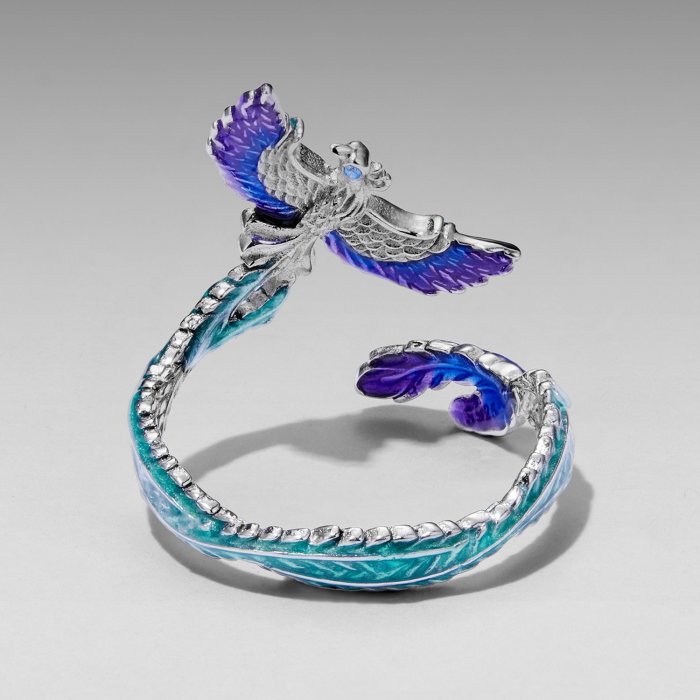 Inel argint reglabil pasarea phoenix cu Zirconia [7]