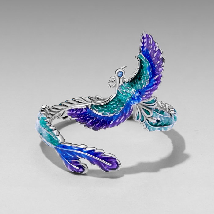 Inel argint reglabil pasarea phoenix cu Zirconia [5]