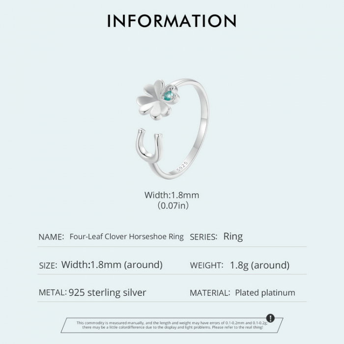 Inel argint reglabil potcoava si trifoi cu patru foi [9]