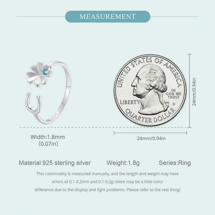 Inel argint reglabil potcoava si trifoi cu patru foi [10]