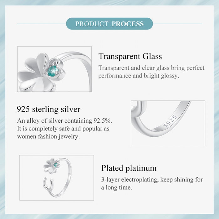 Inel argint reglabil potcoava si trifoi cu patru foi [11]