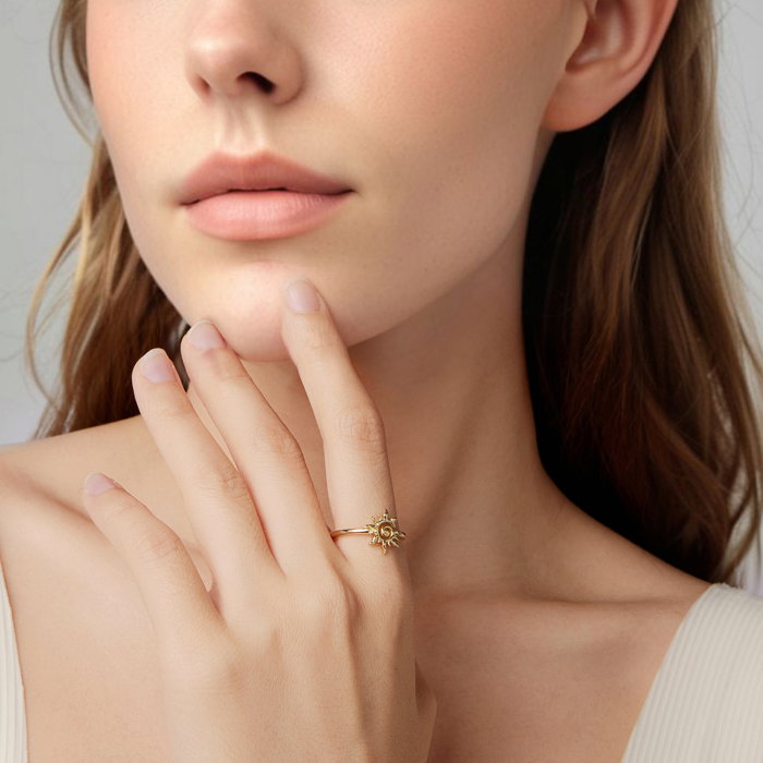 Inel argint reglabil soare [5]