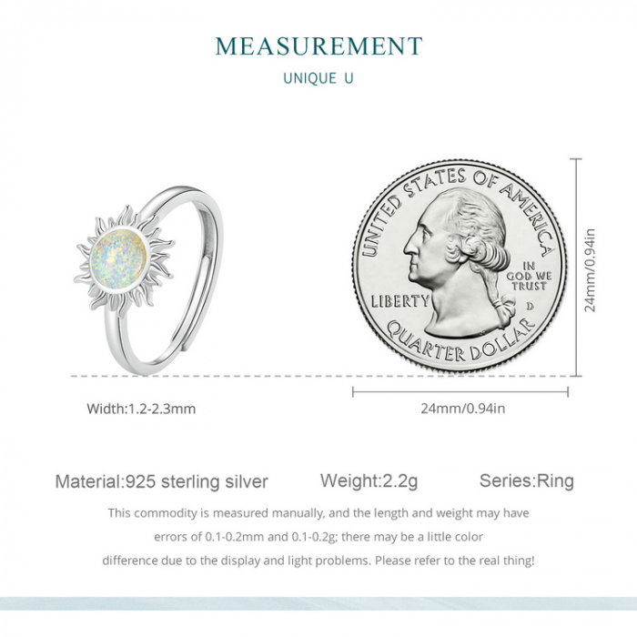 Inel argint reglabil soare opal [12]