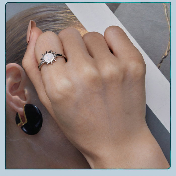 Inel argint reglabil soare opal [13]