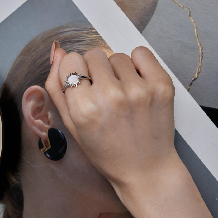 Inel argint reglabil soare opal [7]