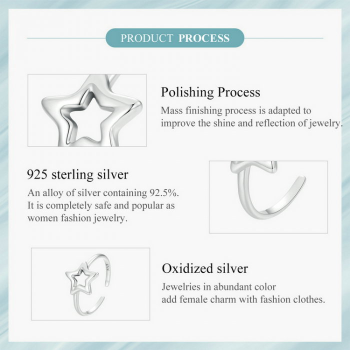 Inel argint reglabil stea [12]