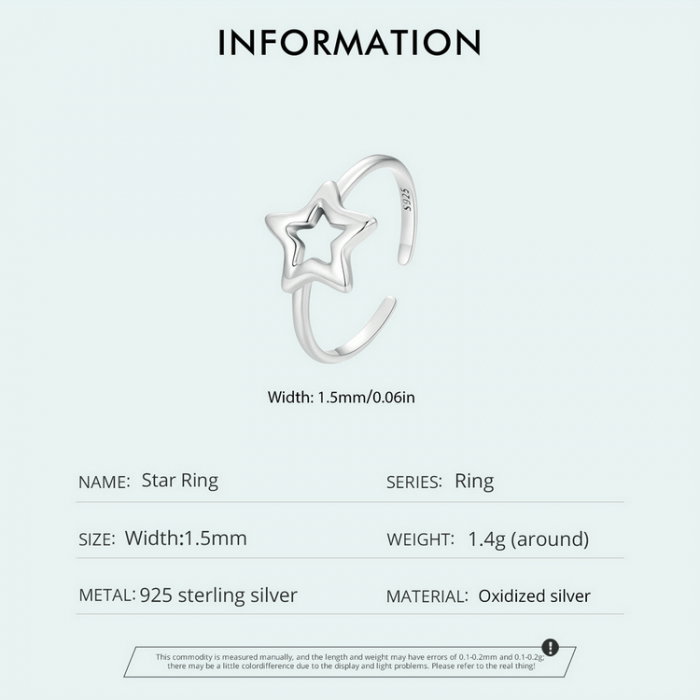 Inel argint reglabil stea [10]