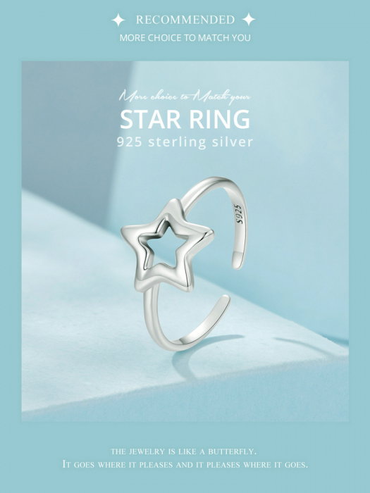 Inel argint reglabil stea [17]