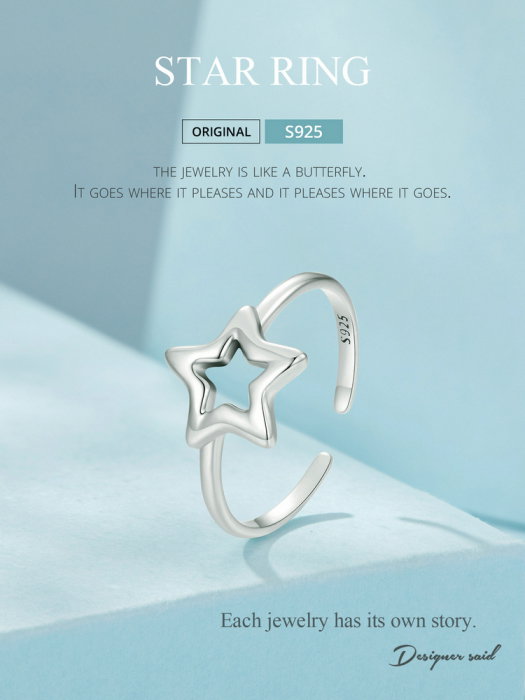 Inel argint reglabil stea [16]