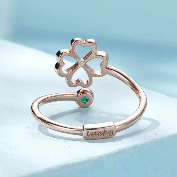 Inel argint reglabil trifoi cu patru foi [6]