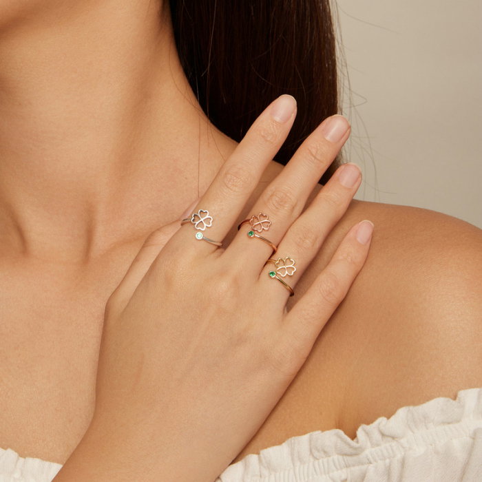 Inel argint reglabil trifoi cu patru foi [2]