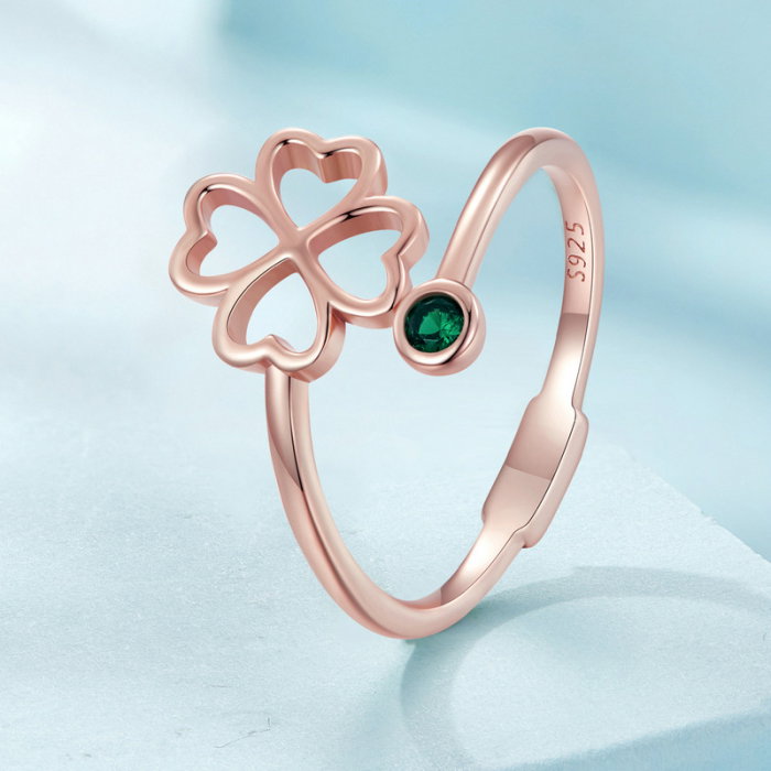 Inel argint reglabil trifoi cu patru foi [3]