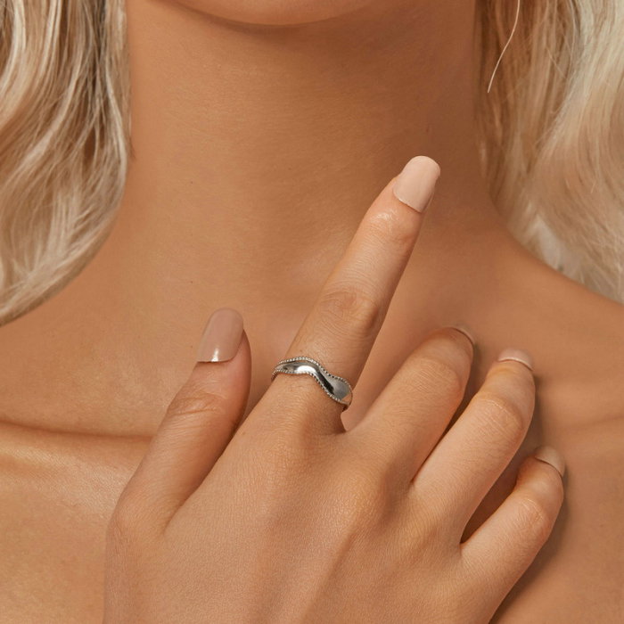 Inel argint reglabil valuri [3]