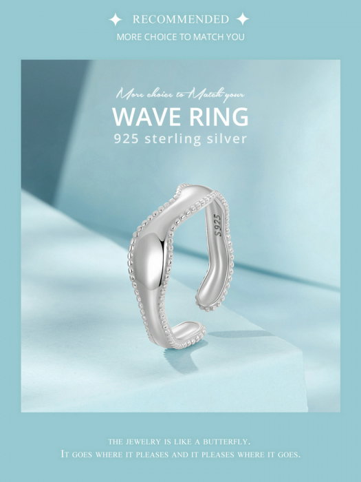 Inel argint reglabil valuri [15]