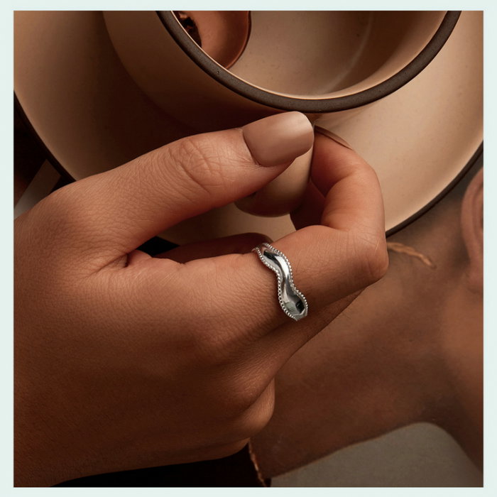 Inel argint reglabil valuri [14]