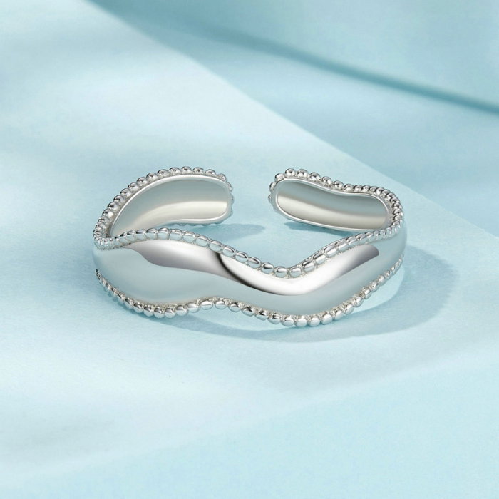 Inel argint reglabil valuri [6]