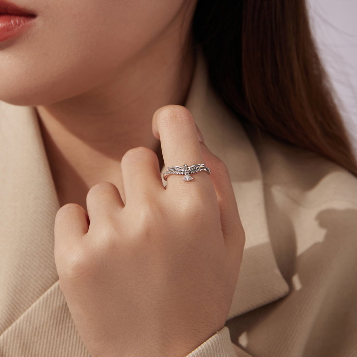 Inel argint reglabil vultur [8]