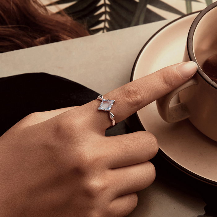 Inel argint sarpe cu cristal albastru [2]