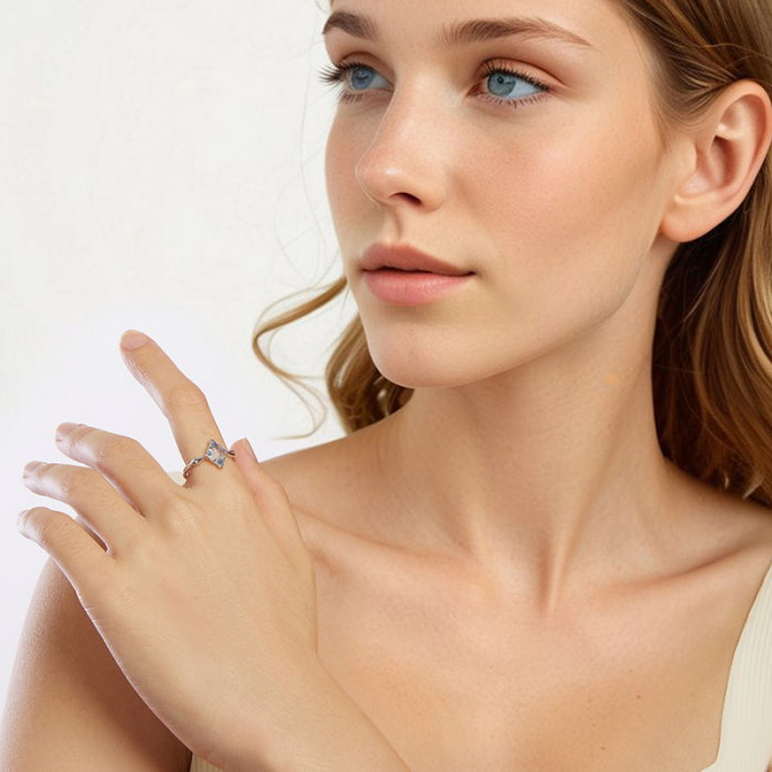 Inel argint sarpe cu cristal albastru [9]