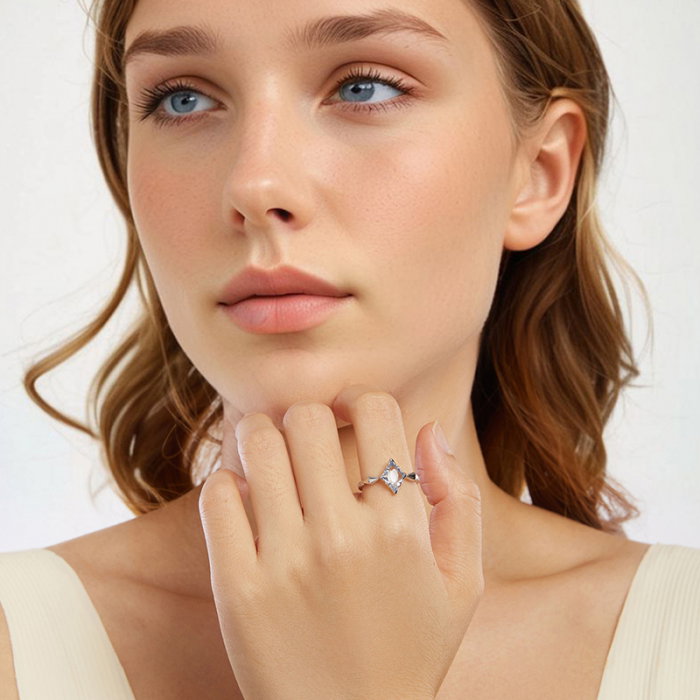 Inel argint sarpe cu cristal albastru [10]