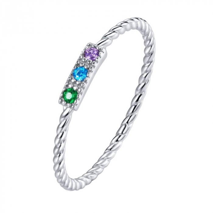 Inel argint sfoara cu zirconii colorate [1]