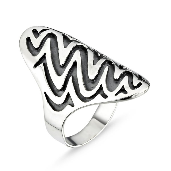 Inel argint simplu decorat prin oxidare [1]