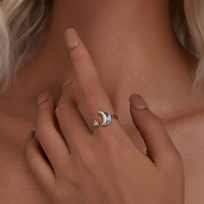 Inel argint soarele si luna, reglabil [8]