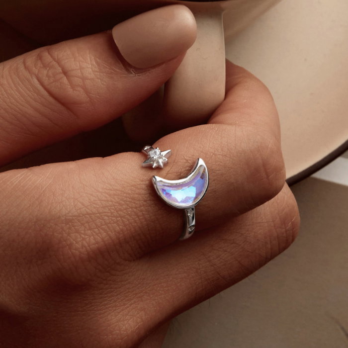 Inel argint soarele si luna, reglabil [2]