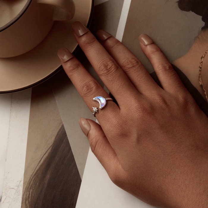 Inel argint soarele si luna, reglabil [6]