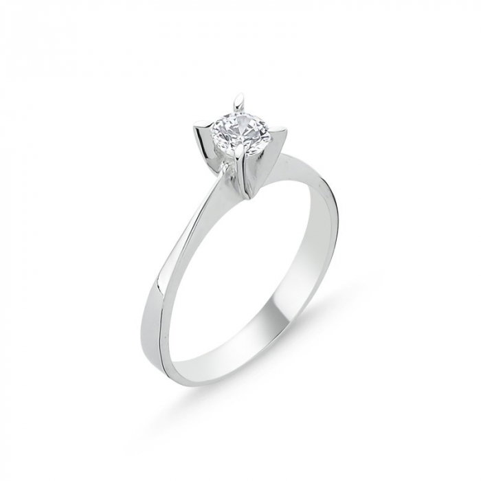 Inel argint rodiat cu zirconiu Solitaire [1]