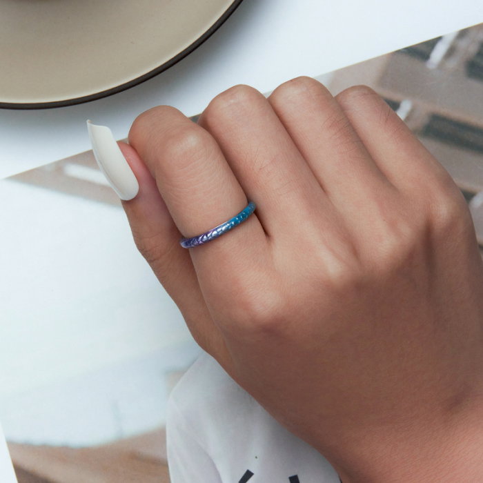 Inel argint solzi colorati [6]