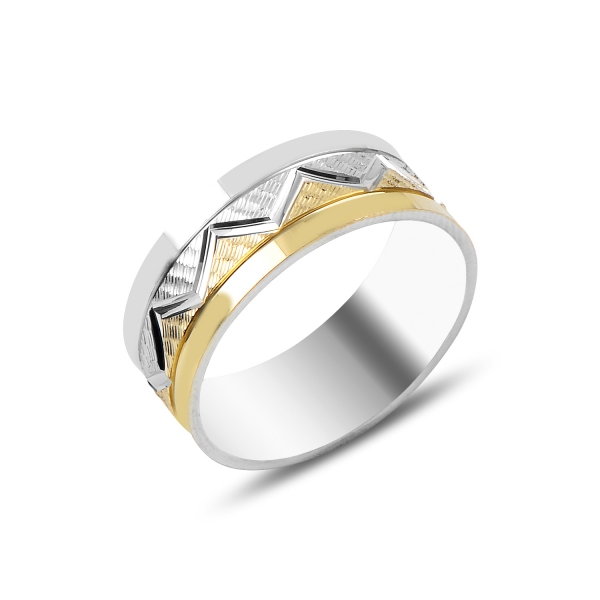 Inel argint tip verigheta cu model Zig Zag, placat cu rodiu [1]