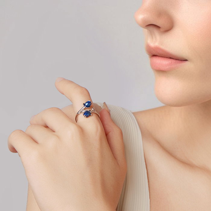 Inel argint trandafir albastru [7]