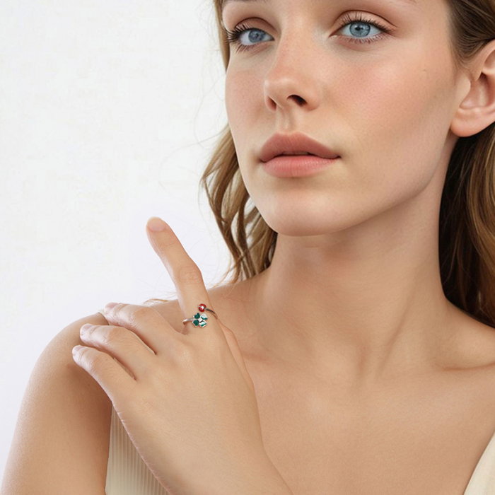 Inel argint trifoi cu 4 foi si gargarita [10]