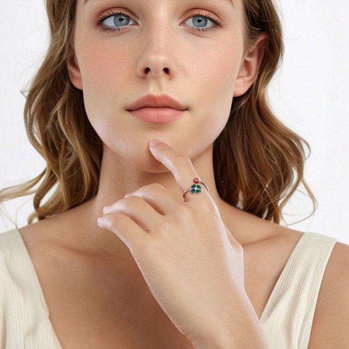 Inel argint trifoi cu 4 foi si gargarita [6]