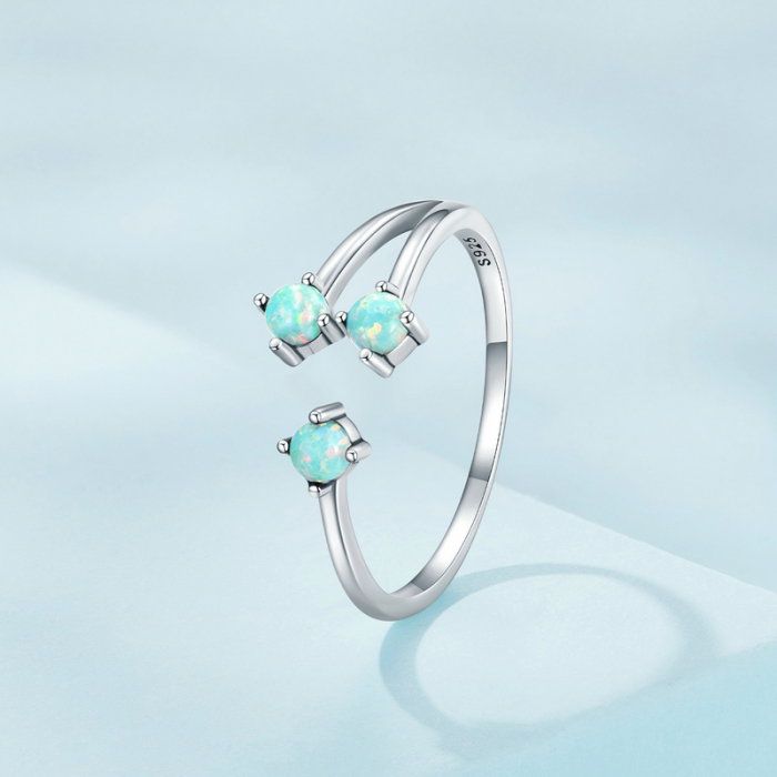 Inel argint triplu cu opal, reglabil [5]
