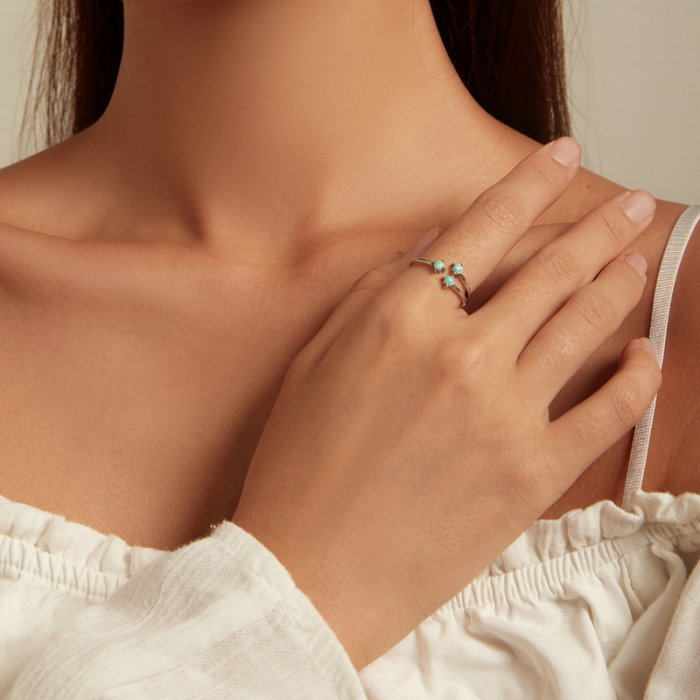 Inel argint triplu cu opal, reglabil [2]