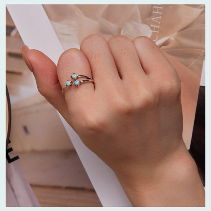 Inel argint triplu cu opal, reglabil [8]