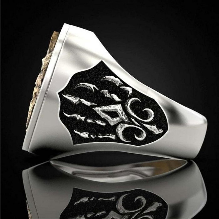 Inel din inox cap si gheara de lup [3]