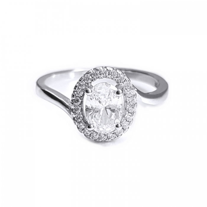 Inel elegant argint 925 rodiat cu zirconii [1]