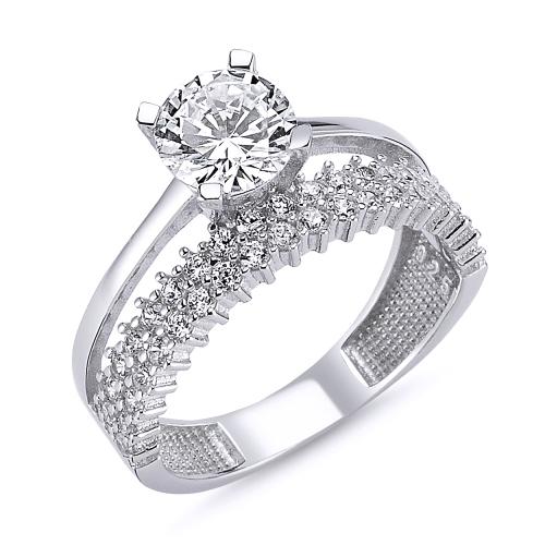 Inel elegant argint 925 rodiat cu zirconii albe [1]